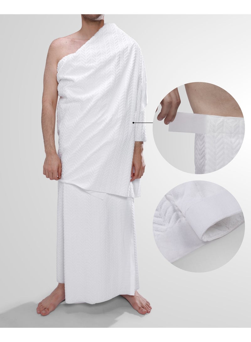 Khayal Al Saad Advanced Ihram with Built-In Waist Belt (Patented Design) for Hajj & Umrah – Non-Sewn White I Khayal Al Saad - Image 2
