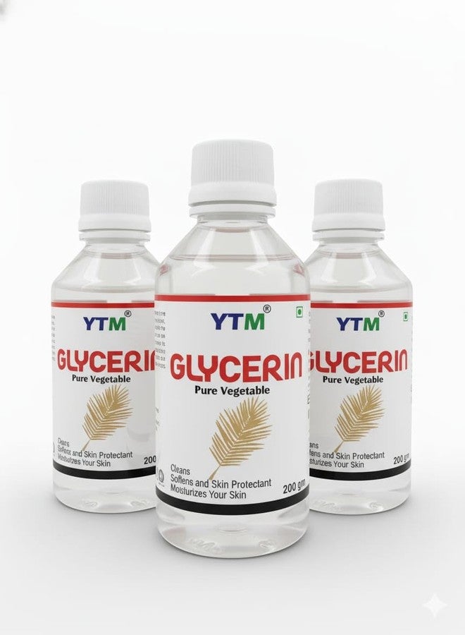 YTM 100% Pure Glycerine Vegetable Combo Pack 3 (200 gm X 3) Moisturizer And Skin Glycerin for face | Pure Organic Food |Vegan, Hypoallergenic | Face Beauty Skin | Glycerine organic hair gel - Image 1