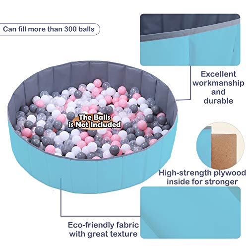 WWS 4 Feet Ball Pit for Kids/Baby Play Yard/Fence, Holds Over 600 Balls, Folding Portable, No Need Inflate, More Than 12 Sq.ft Play Space, Light Blue - Image 3