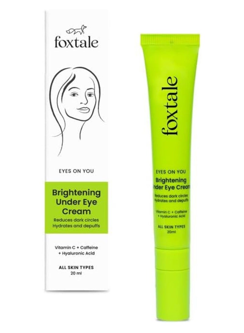 foxtale Brightening Under Eye Cream|Vitamin C, Caffeine, And Hyaluronic Acid|Reduces Dark Circles And Puffy Eyes|Brightens Undereye With A Ceramic Tip|For All Skin Types|For Men And Women|20Ml - Image 1