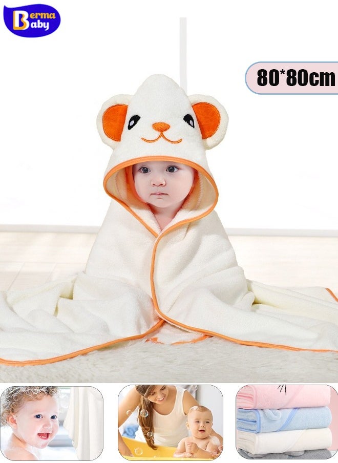 Berma Baby Hooded baby towel, toddler bathrobe, soft baby towel, newborn blanket, coral fleece shawl bath towel, swimming towel, soft and super absorbent towel for baby boys and girls, 80*80 cm  - Image 1