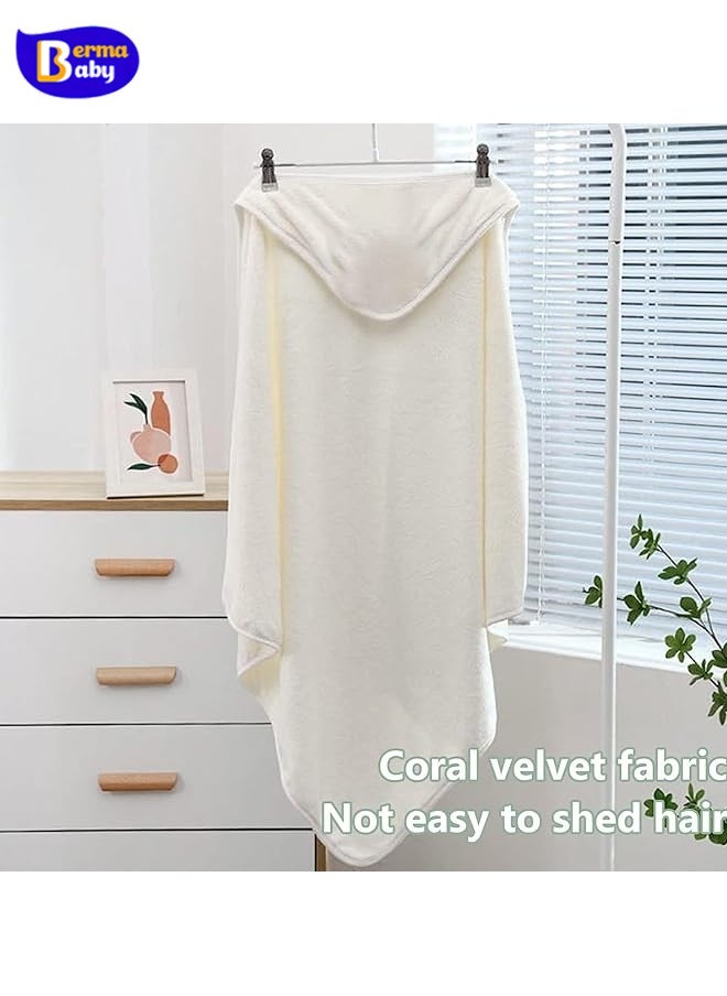 Berma Baby Hooded baby towel, toddler bathrobe, soft baby towel, newborn blanket, coral fleece shawl bath towel, swimming towel, soft and super absorbent towel for baby boys and girls, 80*80 cm  - Image 3