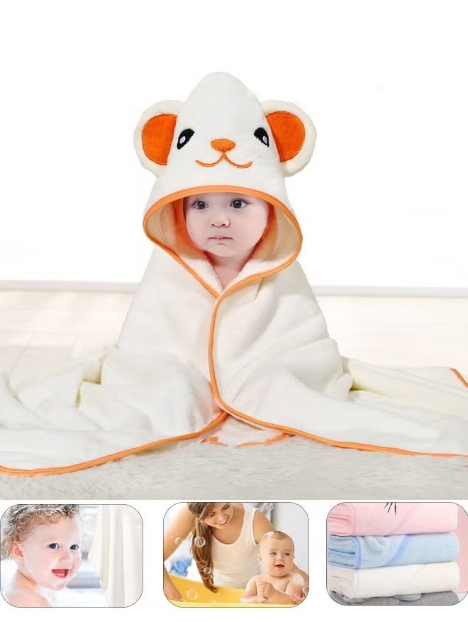 Berma Baby Hooded baby towel, toddler bathrobe, soft baby towel, newborn blanket, coral fleece shawl bath towel, swimming towel, soft and super absorbent towel for baby boys and girls, 80*80 cm  - Image 1