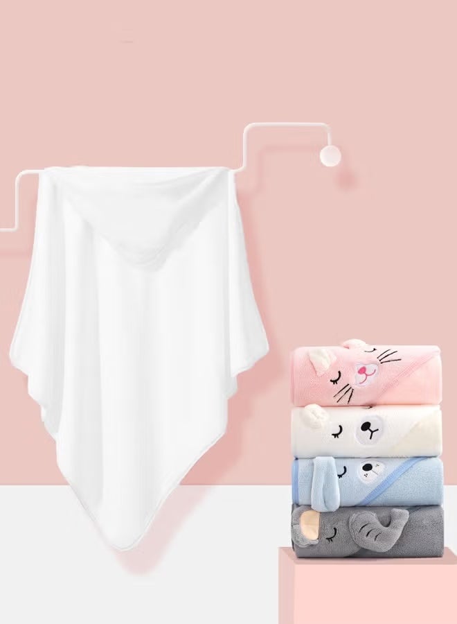 Berma Baby منشفة أطفال بغطاء للرأس، رداء حمام للأطفال الصغار، منشفة أطفال ناعمة، بطانية لحديثي الولادة، منشفة حمام من الصوف المرجاني، منشفة سباحة، شال ماص سميك برسوم كرتونية/منشفة أطفال ناعمة فائقة الامتصاص للذكور والإناث، 80*80 سم - Image 3