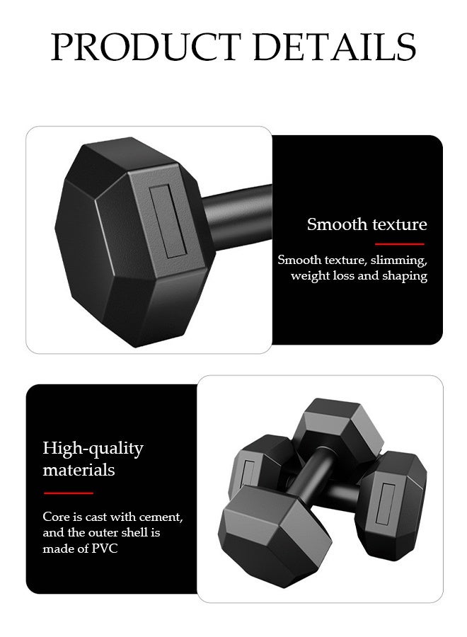 DUNISO A Pair of Dumbbells，Fitness Dumbbells, Weightlifting Dumbbells, Portable and Practical，Sturdy and Durable，Used for Exercise, Muscle Building, Arm Slimming，2KG Each，Black - Image 3