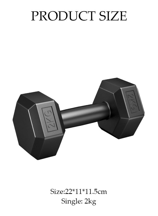 DUNISO A Pair of Dumbbells，Fitness Dumbbells, Weightlifting Dumbbells, Portable and Practical，Sturdy and Durable，Used for Exercise, Muscle Building, Arm Slimming，2KG Each，Black - Image 5