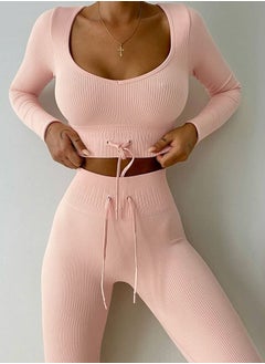 NIBEMINENT Running fitness sportswear suit yoga two-piece set gather high waist hip hip slim stretch sports suit  - Image 1