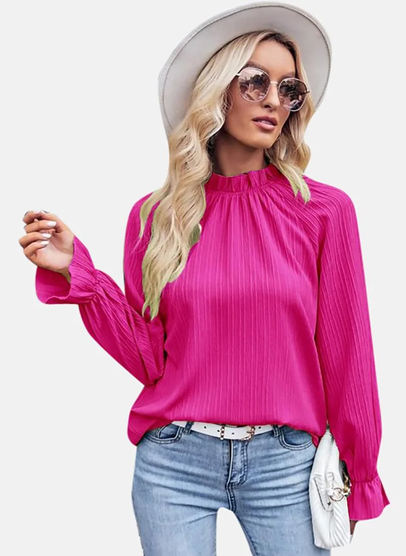 يونيكي Pink Solid Long Sleeve High Neck Tunics
