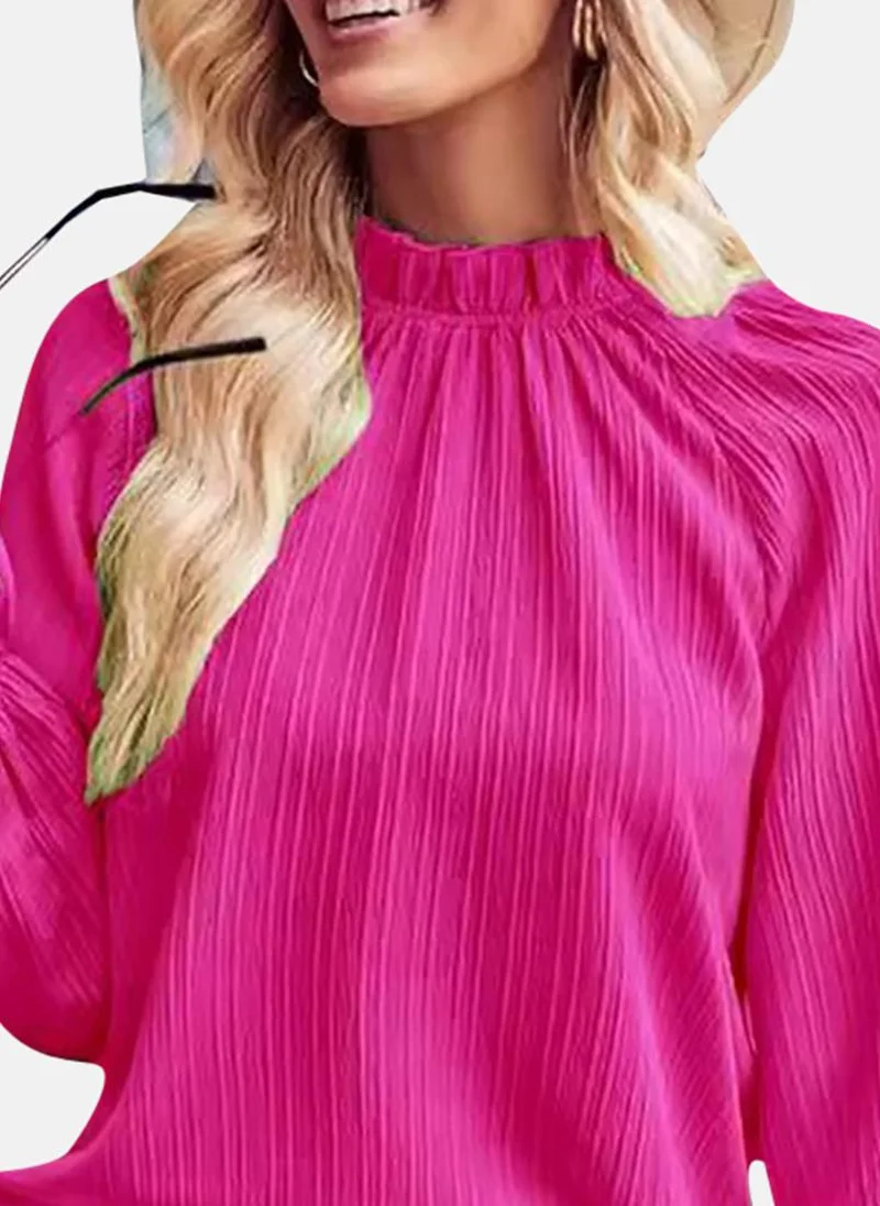 يونيكي Pink Solid Long Sleeve High Neck Tunics
