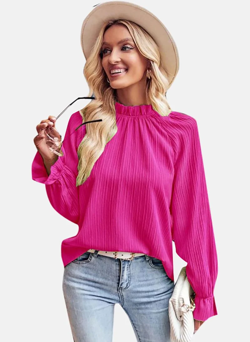 يونيكي Pink Solid Long Sleeve High Neck Tunics