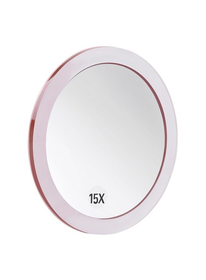 Santoo 6 Inch Round 15X Magnifying Mirror with 3 Mounting Suction Cups for Precise Makeup Application - Eyebrow/Tweezing/Shaving - Blackhead/Blemish Removal - Bathroom/Travel Makeup Mirror (Rose Gold) - Image 5