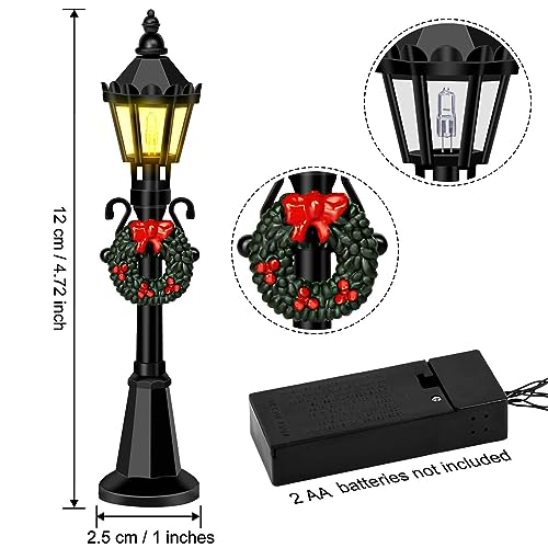 KVCSYAW Christmas Mini Street Light Models, 4 Pcs Mini Street Lamp Dollhouse Streetlight Models, Miniature Christmas Village Pathway Lantern Post for DIY Micro Landscape Fairy Garden Accessories - Image 2