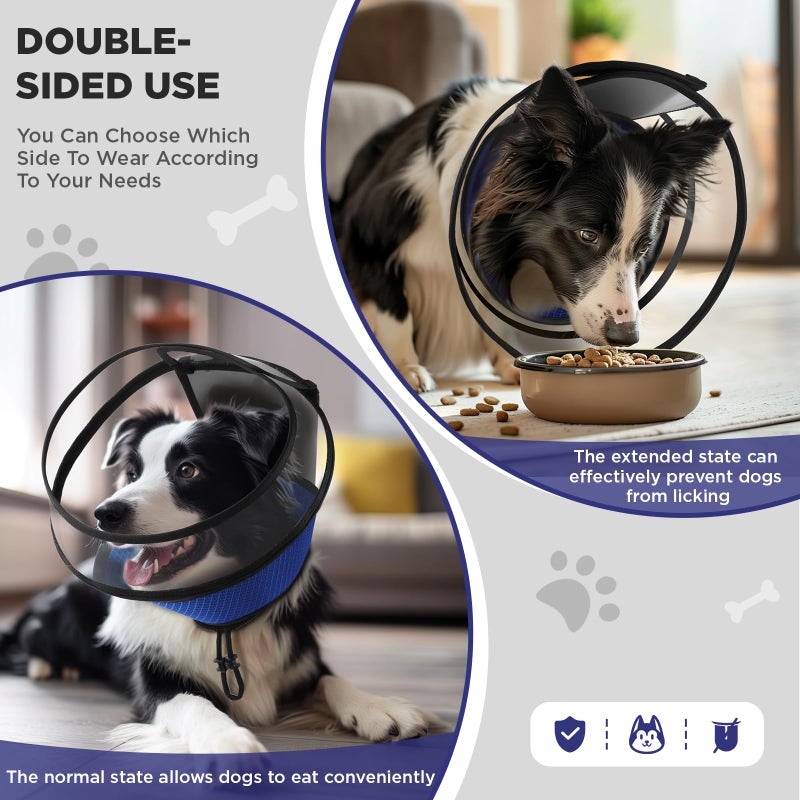 BONTHEE Soft Dog Cone for Dogs After Surgery,Transparent Breathable Dog Cone Collar for Small Large Medium Size Dog,Adjustable Depth Pet Recovery Collars,Elizabethan Collar for Dogs Stop Licking (Blue-L) - Image 5