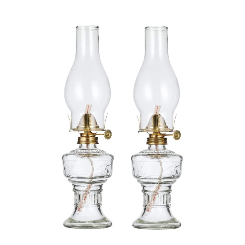 DNRVK Oil Lamp Lantern 12.5'' Vintage Clear Glass Kerosene Lamp Chamber Oil Lamps for Indoor Use Home Decor Lighting Rustic Hurricane lamp Classic Old Oil Lantern - Image 1