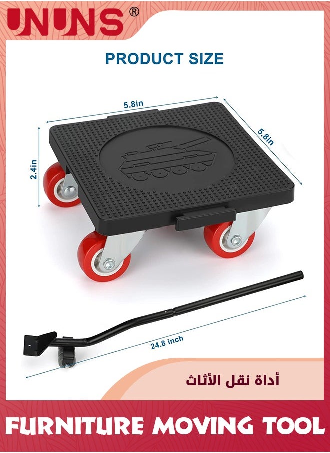 UNUNS Furniture Moving Tool,Furniture Mover With Wheels And Furniture Lifter Set,4 Wheels Small Flat Dolly,360° Rotation Wheels Furniture Dolly,800 Lbs Capacity,For Moving Heavy Furniture, Refrigerator,Sofa,Cabinet,Black  - Image 2