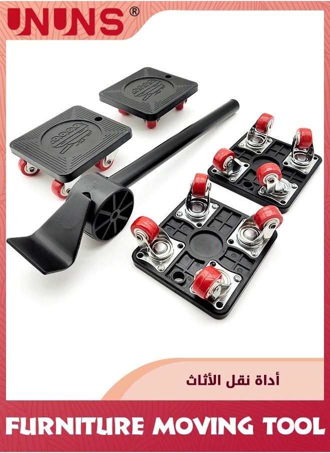 UNUNS Furniture Moving Tool,Furniture Mover With Wheels And Furniture Lifter Set,4 Wheels Small Flat Dolly,360° Rotation Wheels Furniture Dolly,800 Lbs Capacity,For Moving Heavy Furniture, Refrigerator,Sofa,Cabinet,Black  - Image 1