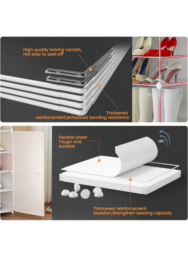 ZEESQUARE Modern White Shoe Cabinet with Flip Top Storage, Multi-Tier Shoe Rack Organizer, Space Saving Entryway Shoe Storage Cabinet with Doors for Home Hallway - Image 4