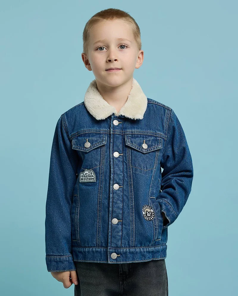 أر أند بي washed denim jacket with long sleeves
