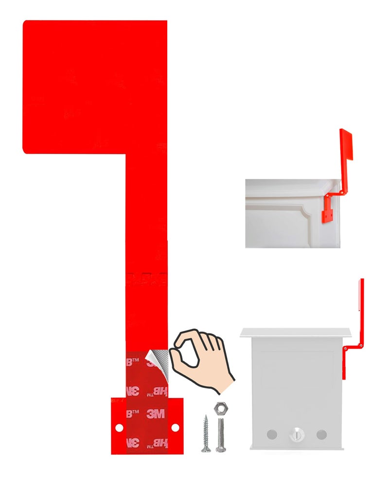 Wall Mount Mailbox Flag Adhesive or Screw Installation  Folding 180 StickOn Flag for Vertical Mailboxes Easy Assembly No Tools Required WeatherProof Mail Alert Signal