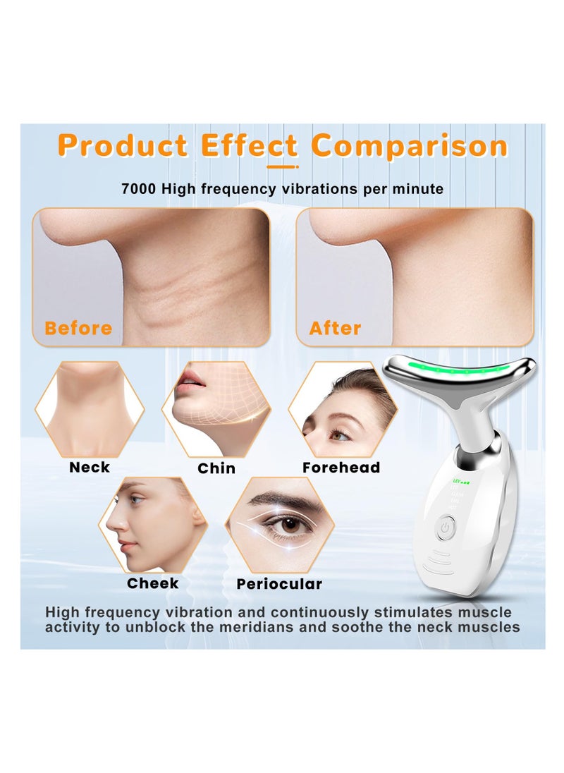 KASTWAVE Azonee Face Neck Massager for Skin Tightening, Multifunctional Facial Massager with 7 Colors, Portable Face Neck Lift Device with Non-Slip Design (White)  - Image 4
