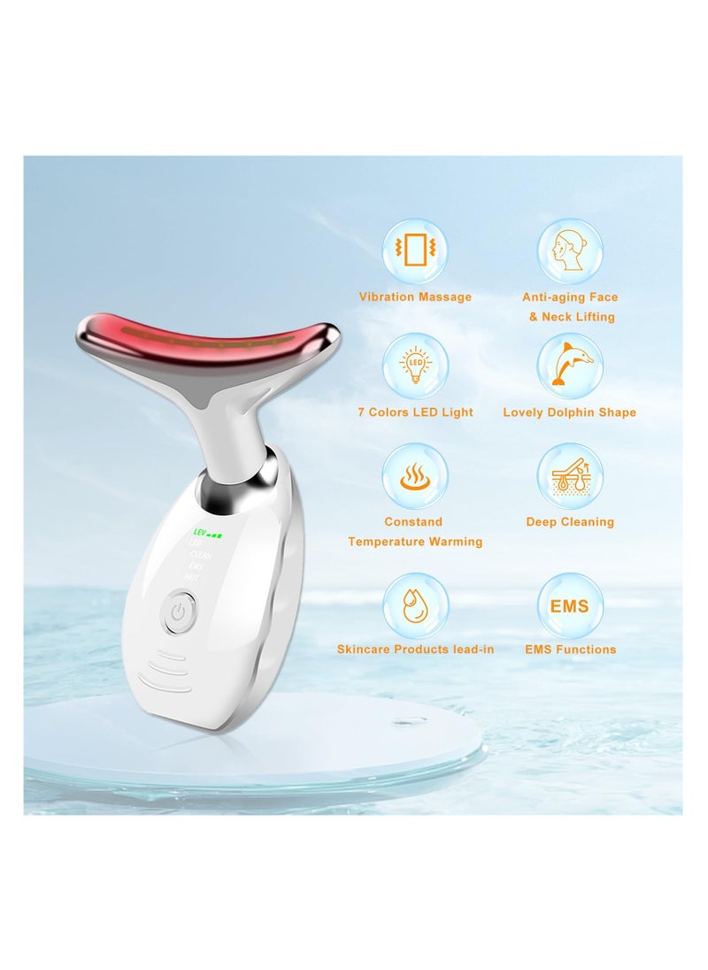 KASTWAVE Azonee Face Neck Massager for Skin Tightening, Multifunctional Facial Massager with 7 Colors, Portable Face Neck Lift Device with Non-Slip Design (White)  - Image 5