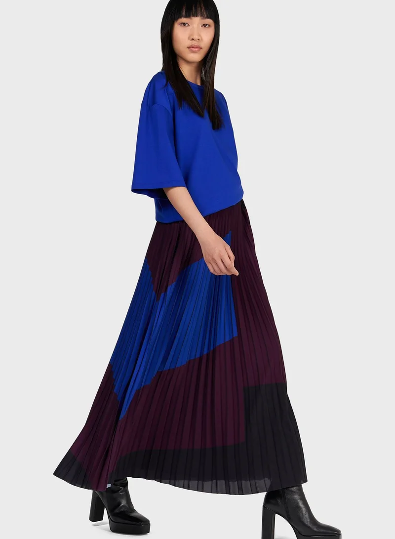 leem Color Block Pleated Skirt