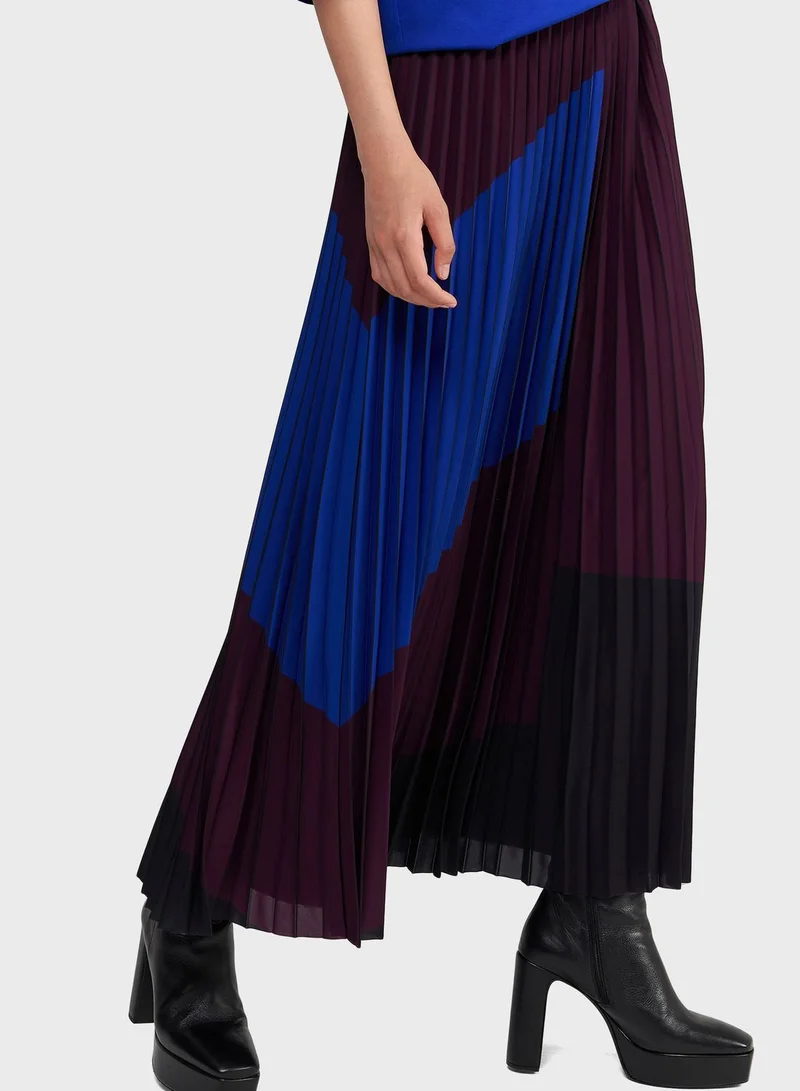 leem Color Block Pleated Skirt