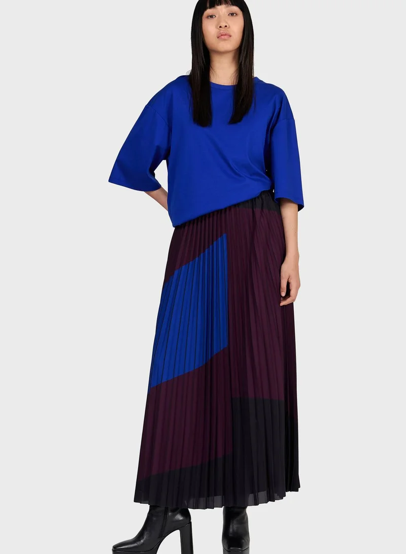 leem Color Block Pleated Skirt