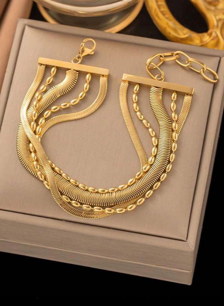 إيكوال اسوارة نسائية أنيقة من الاستانلس ستيل مطلية باللون الذهبي عيار 18 - Image 2