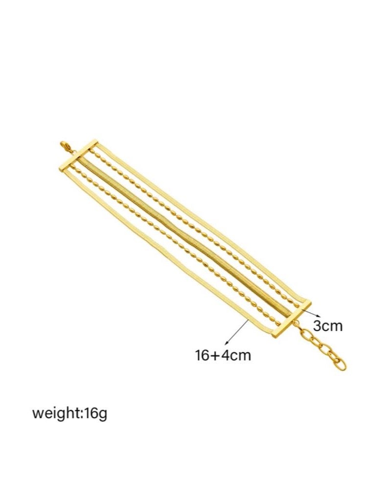 إيكوال اسوارة نسائية أنيقة من الاستانلس ستيل مطلية باللون الذهبي عيار 18 - Image 3