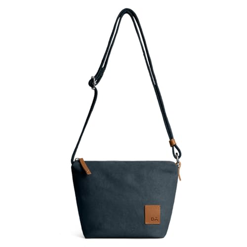 DailyObjects Slim Caddy Sling Crossbody Bag for Women, Girls | Durable Cotton Canvas with Slip Pocket | Stylish Ladies Shoulder Purse Wallet | Zippered Closure & Adjustable Strap - Midnight Blue - Image 1