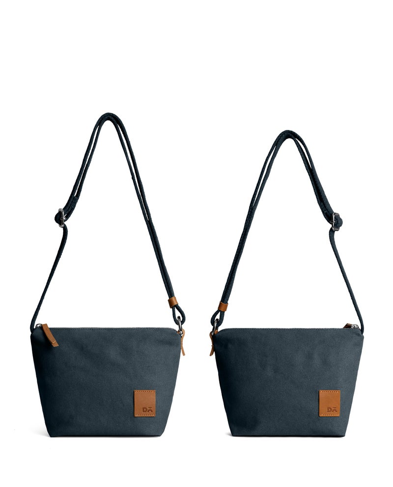 DailyObjects Slim Caddy Sling Crossbody Bag for Women, Girls | Durable Cotton Canvas with Slip Pocket | Stylish Ladies Shoulder Purse Wallet | Zippered Closure & Adjustable Strap - Midnight Blue - Image 2