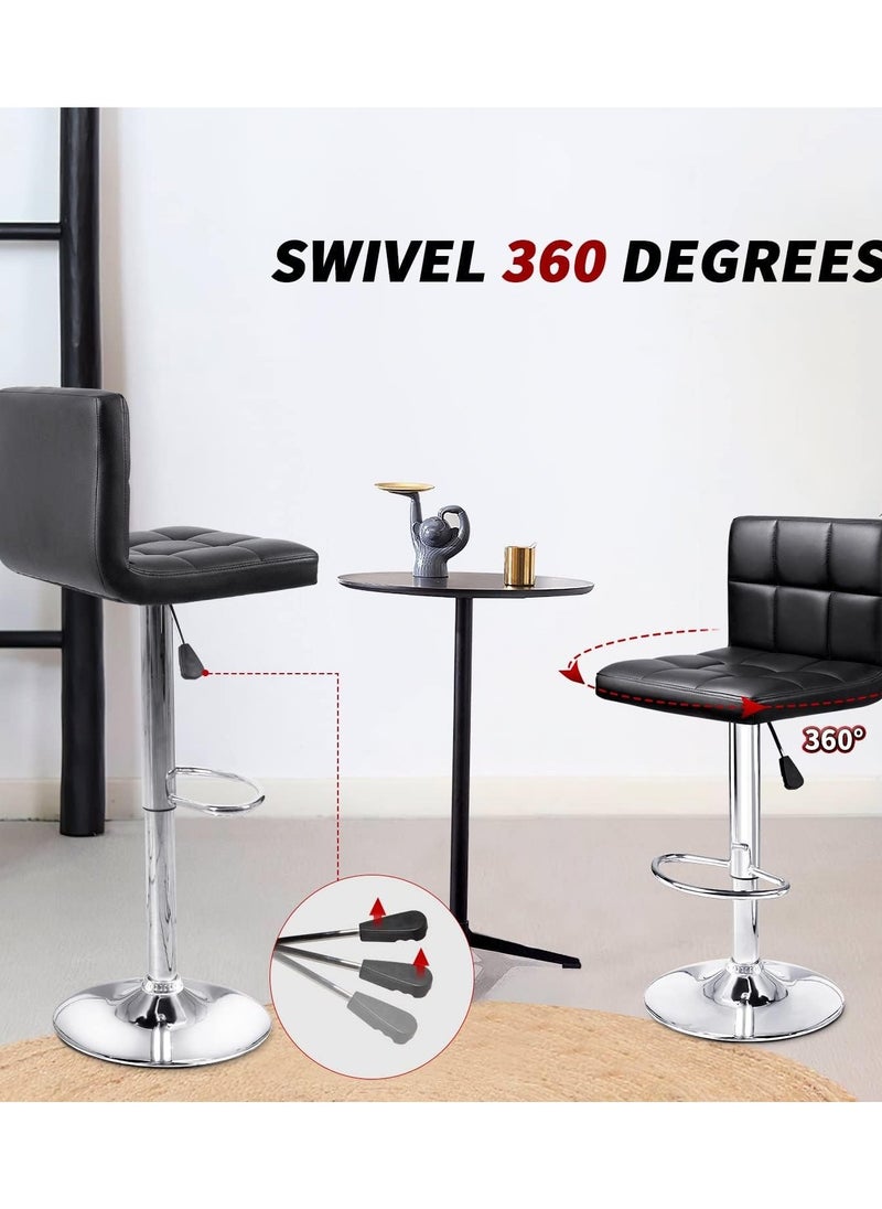 CityRiya-Long Bar Stool 2 PCS Swivel Adjustable Barstools PU Leather Bar Chairs Dining Chair Kitchen Counter Island Bar Stool with Back Barstool for Home Kitchen Island Black  - Image 2