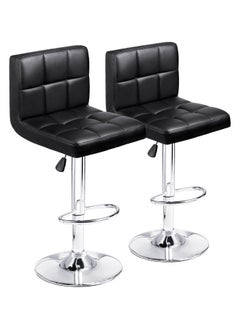CityRiya-Long Bar Stool 2 PCS Swivel Adjustable Barstools PU Leather Bar Chairs Dining Chair Kitchen Counter Island Bar Stool with Back Barstool for Home Kitchen Island Black  - Image 1