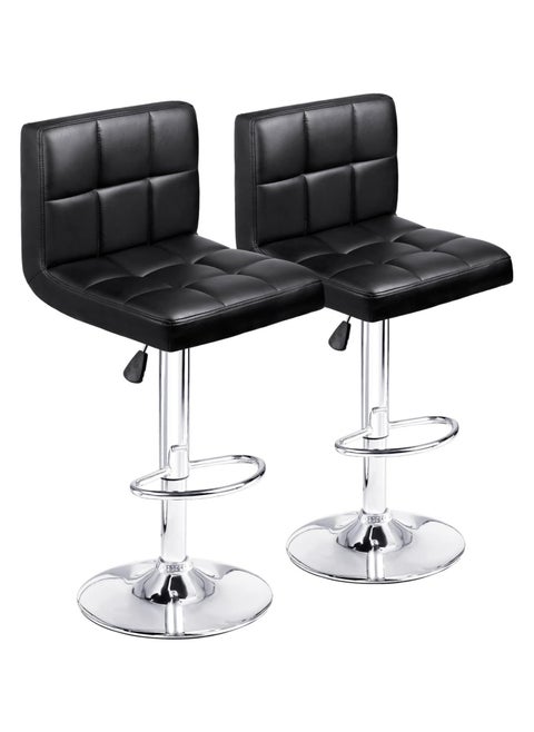 Bar Stool 2 PCS Swivel Adjustable Barstools PU Leather Bar Chairs Dining Chair Kitchen Counter Island Bar Stool with Back Barstool for Home Kitchen Island Black