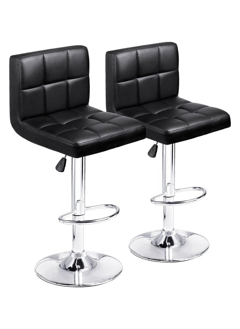CityRiya-Long Bar Stool 2 PCS Swivel Adjustable Barstools PU Leather Bar Chairs Dining Chair Kitchen Counter Island Bar Stool with Back Barstool for Home Kitchen Island Black  - Image 1