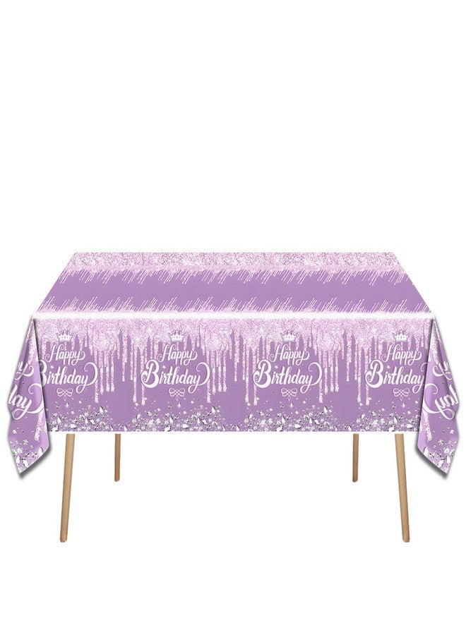 OULUN Purple Glitter Diamond Party Tableware Set for 20 People, Includes Dessert Plates, Paper Napkins, Tablecloth in Purple, Perfect for Princess Themed Birthday Parties - Image 4