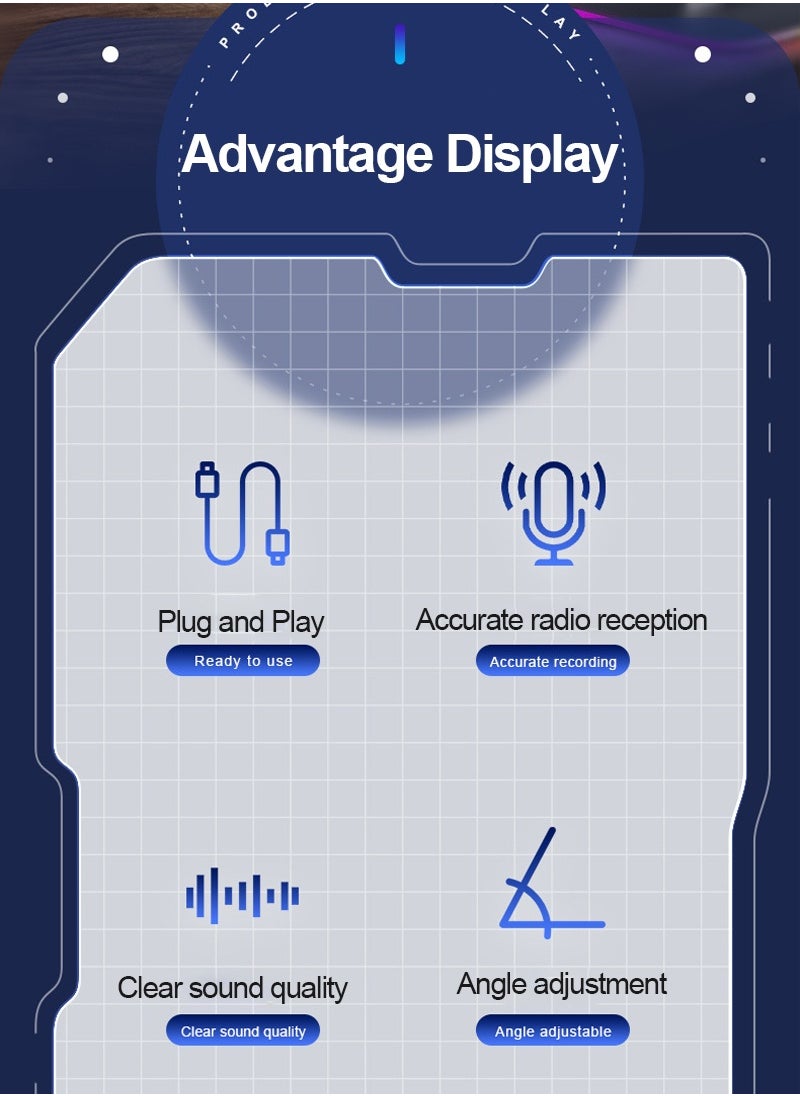 FlashHawk - Gaming PC USB Microphone,Podcast Condenser Mic with Boom Arm,Pop Filter,Mute Button for Streaming,Online Chat, RGB Computer Mic for PS4/5 PC Gamer Youtuber - White - Image 1