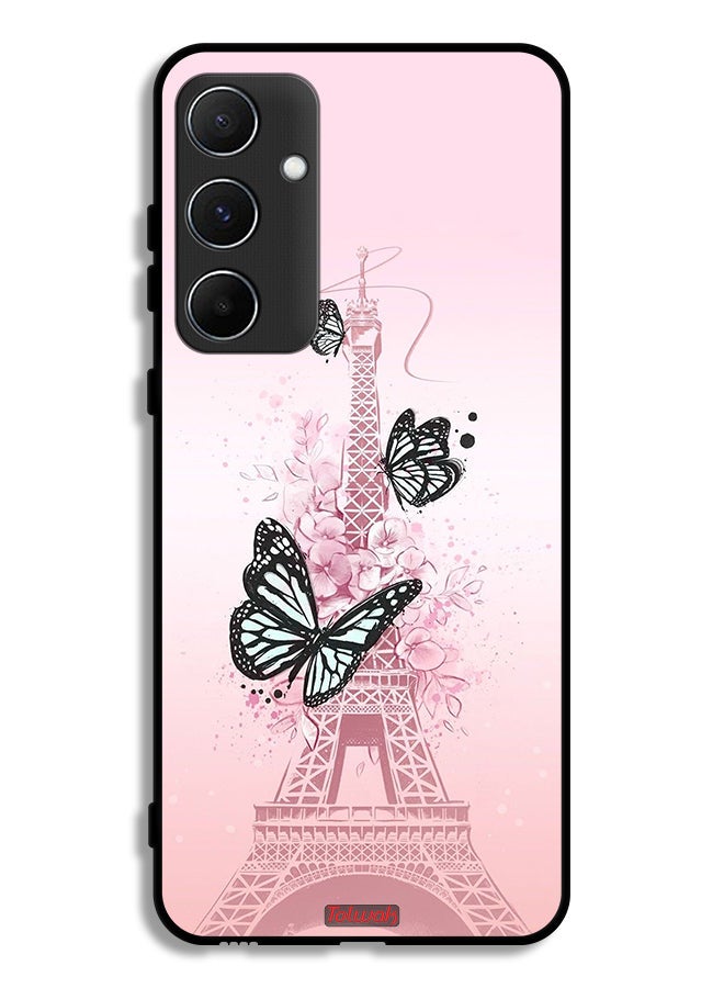 Tolwak Samsung Galaxy A55 5G Protective Case Cover Butterflies On Eiffel Tower - Image 1