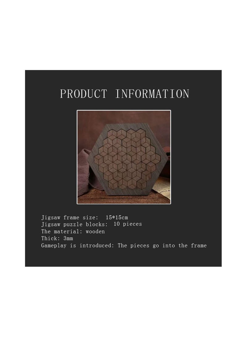 1-Piece Wooden Irregular Shape Puzzle,Strong Wood Handcrafted Escher Cube Shape Puzzle for Party or Educational Supplies,Colour Brown - Image 1