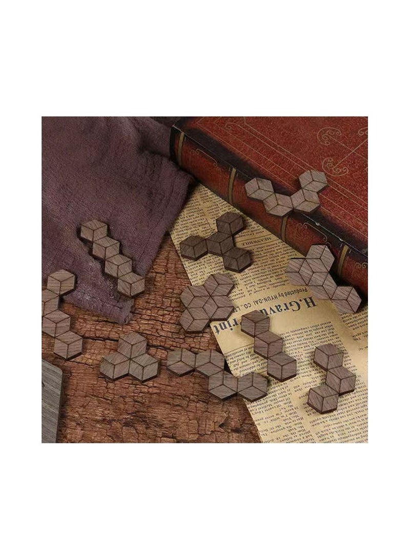 1-Piece Wooden Irregular Shape Puzzle,Strong Wood Handcrafted Escher Cube Shape Puzzle for Party or Educational Supplies,Colour Brown - Image 2