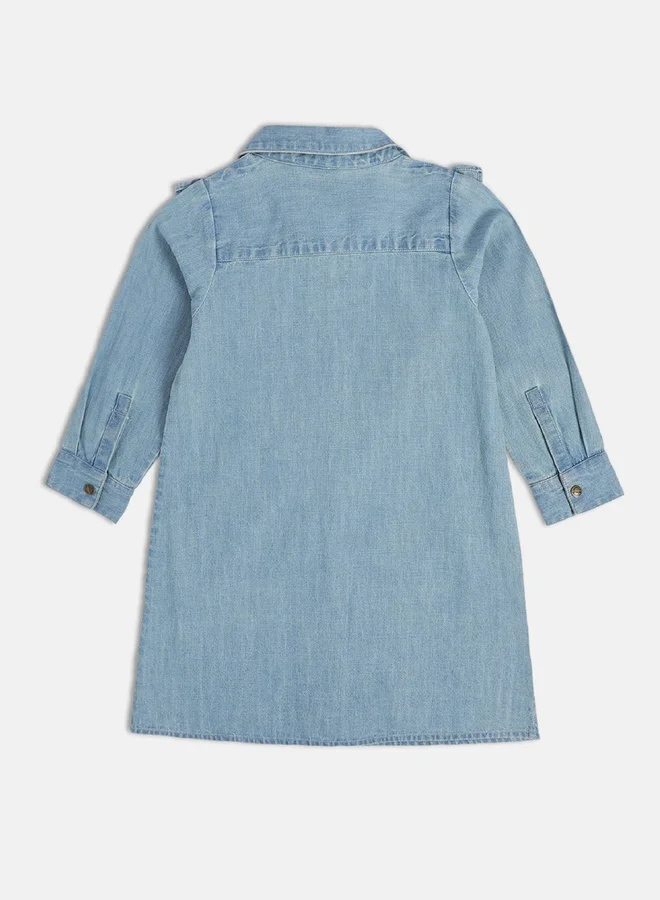 Miniklub Girls Ruffle Denim Shirt Dress