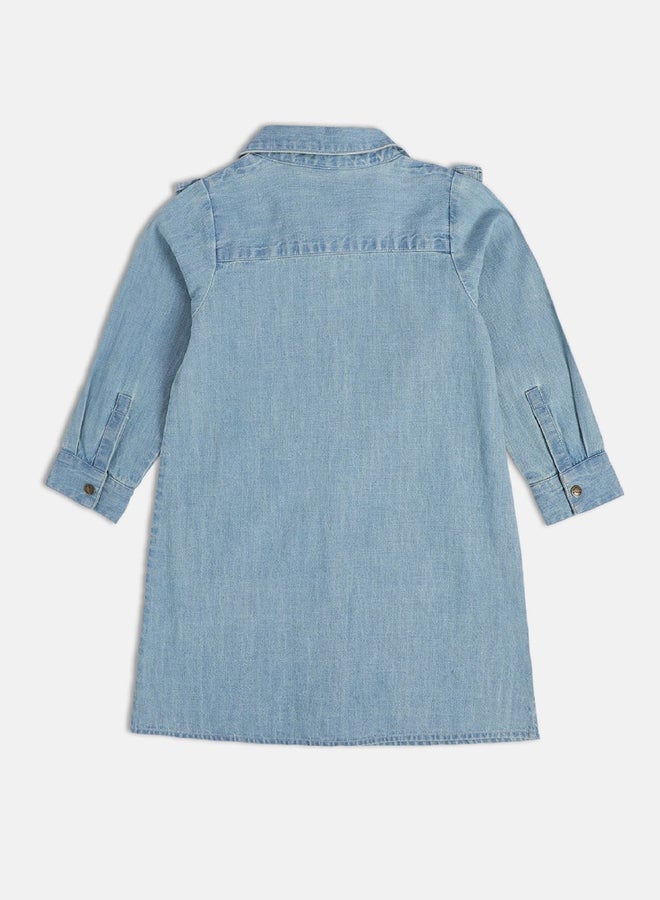 MINIKLUB Girls Ruffle Denim Shirt Dress - Image 2