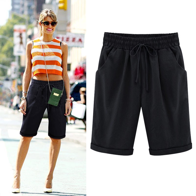Chubby Sister Summer Casual Pants Women'S Five-Point Pants Thin Outer Wear Pants Plus Size Women'S 150.00Kg Chubby Girl Loose Women - Image 3