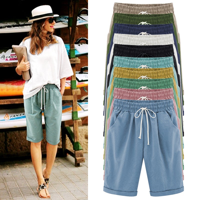 Chubby Sister Summer Casual Pants Women'S Five-Point Pants Thin Outer Wear Pants Plus Size Women'S 150.00Kg Chubby Girl Loose Women - Image 2