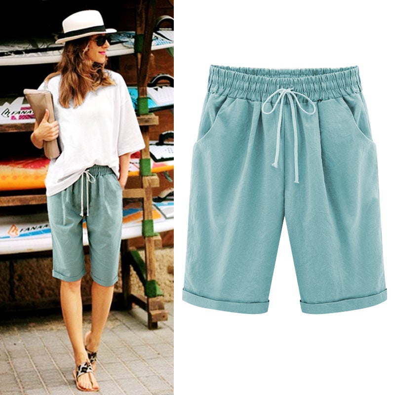 Chubby Sister Summer Casual Pants Women'S Five-Point Pants Thin Outer Wear Pants Plus Size Women'S 150.00Kg Chubby Girl Loose Women - Image 5