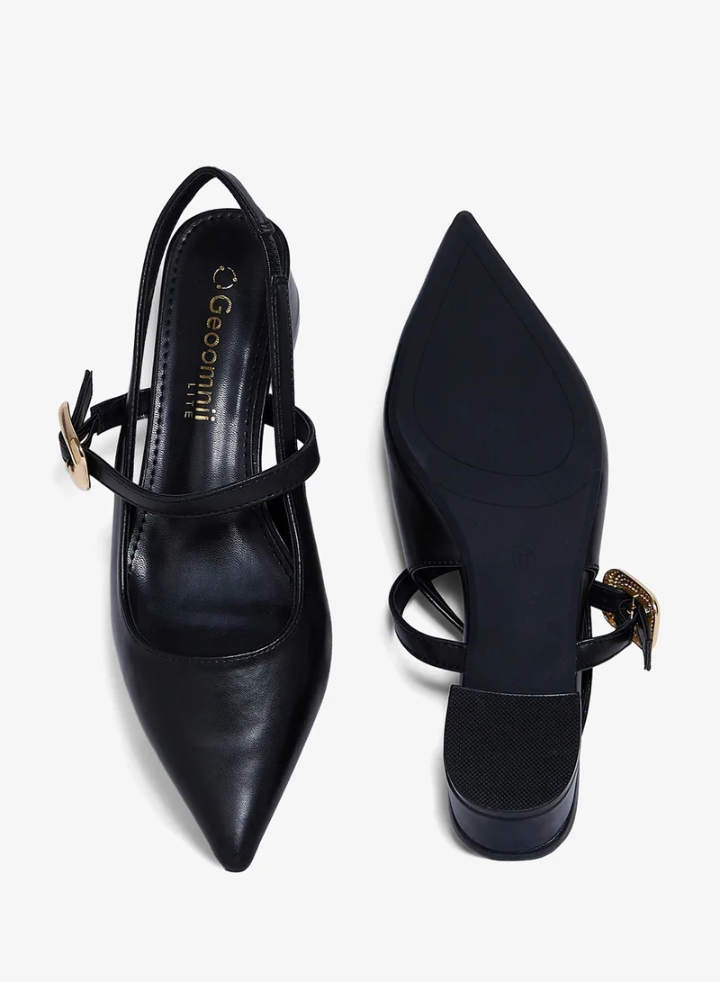 Geoomnii BLACK Geoomnii Mid Heel Mules for Women – Stylish Backless Slip-On Heels for Office, Party & Everyday Wear for Women | Best Price UAE