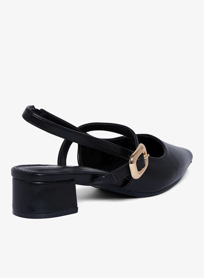 Geoomnii BLACK Geoomnii Mid Heel Mules for Women – Stylish Backless Slip-On Heels for Office, Party & Everyday Wear for Women | Best Price UAE