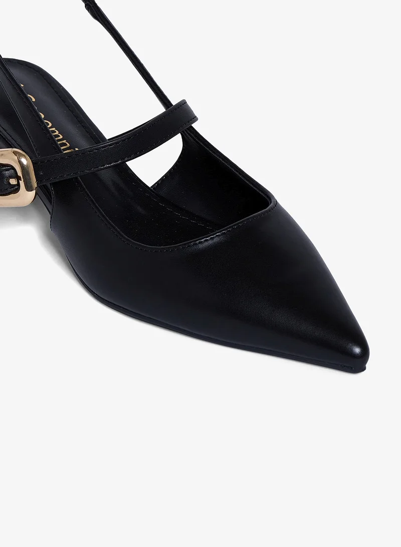 Geoomnii BLACK Geoomnii Mid Heel Mules for Women – Stylish Backless Slip-On Heels for Office, Party & Everyday Wear for Women | Best Price UAE