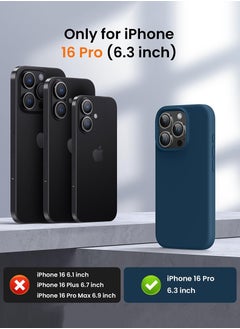 Case Up Compatible with iPhone 16 Pro 6.3 Inch Case, Premium Liquid Silicone [Camera Protection] [Soft Anti-Scratch Microfiber Lining] Shockproof Protective Slim Phone Cover for iPhone 16 Pro, Navy  - Image 5